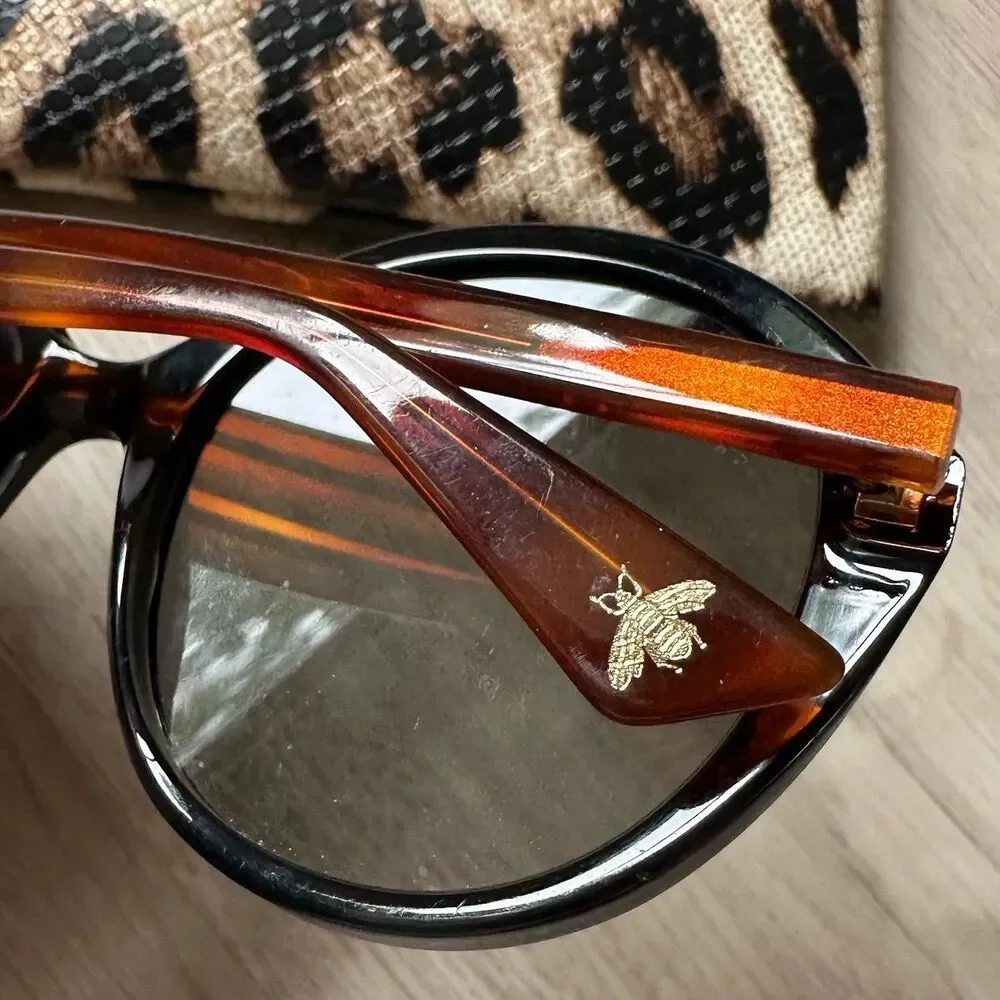 Gucci Sunglasses GG0023S Black Front Havana Tortoiseshell Brown Sides